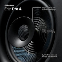 Load image into Gallery viewer, PreSonus Eris Pro 4 Studio Monitor — Bi-Amped, Active, 4.5-inch Coaxial Studio Monitor for Audio Recording &amp; Mixing, Ceiling- &amp; Wall-Mountable