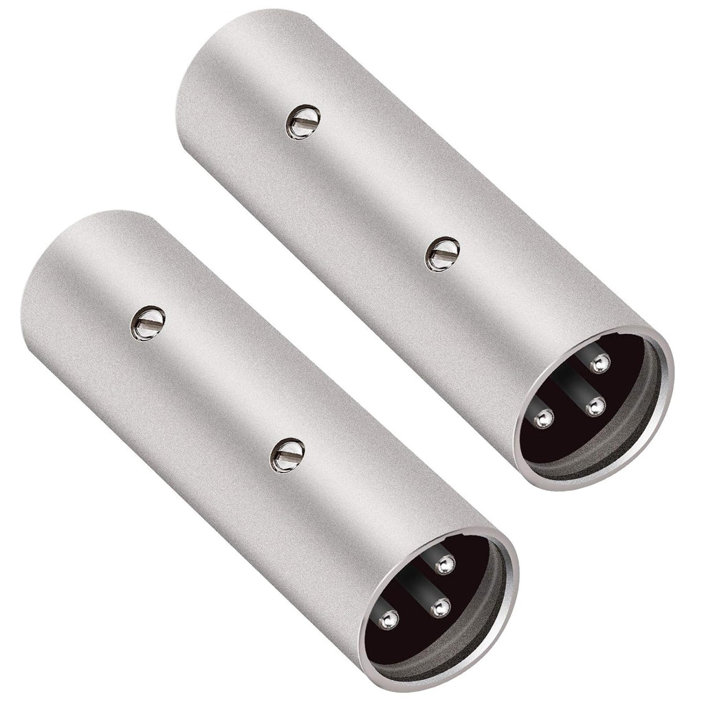 MR DJ AXLRMM-2 3-Pin XLR Male to 3-Pin XLR Male Audio Microphone Cable Extension Adapter Connector 2-Pack