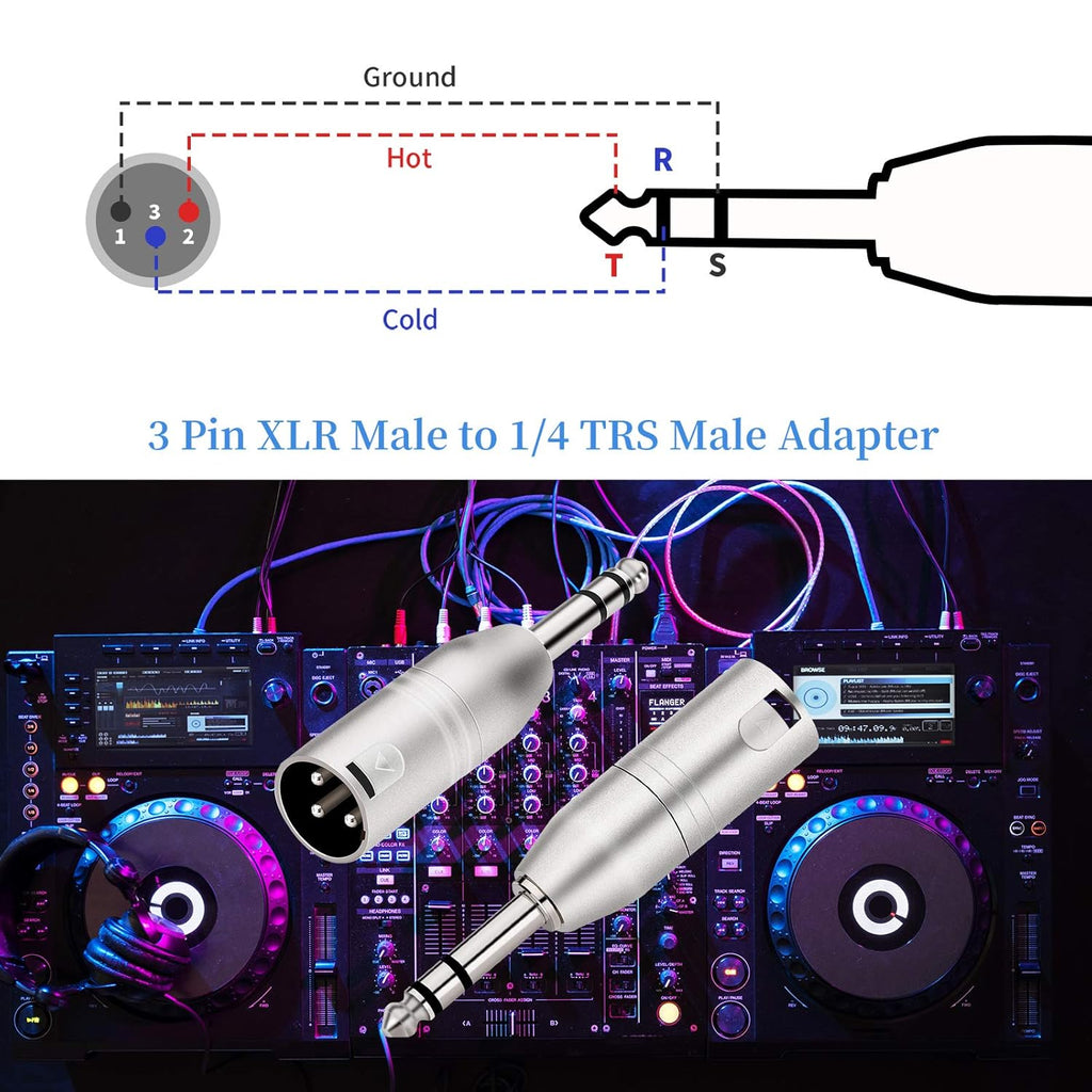 MR DJ XMTRS-2 1/4" TRS to Balanced XLR Male Adapter 2-Pack