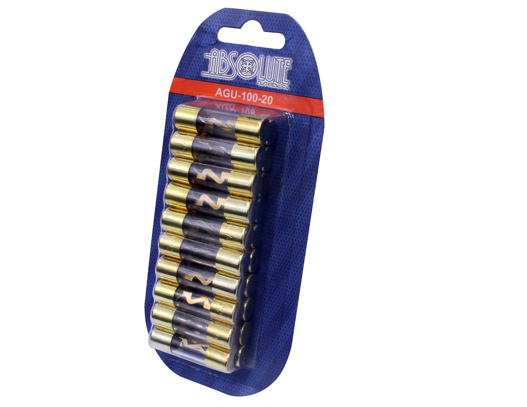 Absolute AGU80-20 80 Amp Gold-Plated AGU Glass Fuse (20 Pack)
