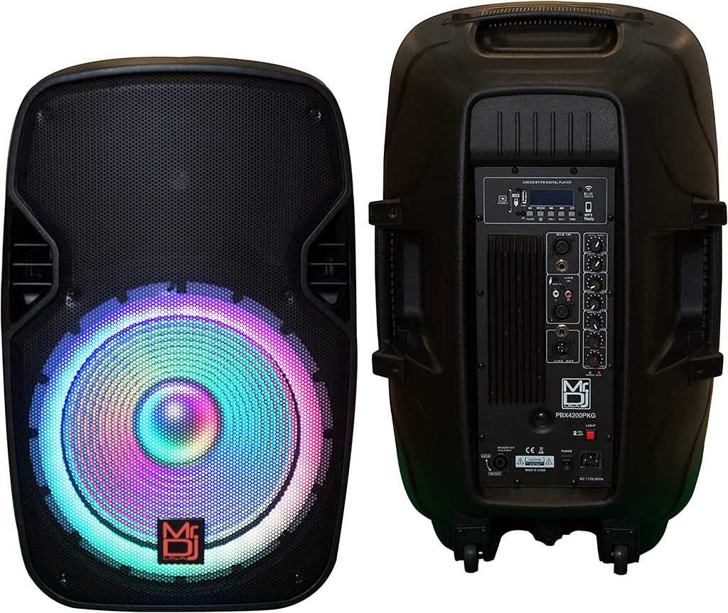 MR DJ PBX4200PKG 15" PA DJ 3000W Bluetooth Karaoke Speaker LED + Speaker Stand