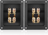American Terminal 2PCS Rectangle 4-Way Speaker Box Terminal Cup with Banana Plugs, Screw Type Binding Post Subwoofer Box Speaker Terminal Plates for DIY Home Car Stereo Speaker & Subwoofer