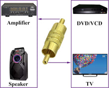 Charger l'image dans la galerie, 8 Male to Male Gold RCA cable Coupler Joiner Barrel Audio Video Connectors
