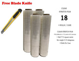 1 X Four (4) Plastic Shrink Stretch Wrap 445mm x 450m, 4RLS/CS + Free BLADE