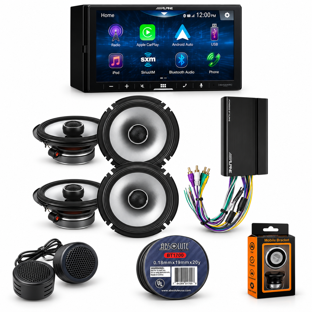 Alpine iLX-W670 Receiver + 2 S2-S65 6.5" Speakers +KTA-450 Power Pack + Accessory Bundle