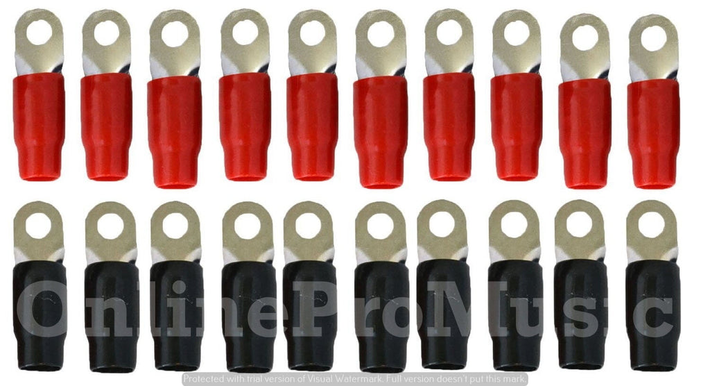 0 Gauge Ring Terminal 20 Pack 1/0 AWG Wire Crimp Cable- Red/Black Boots- 5/16