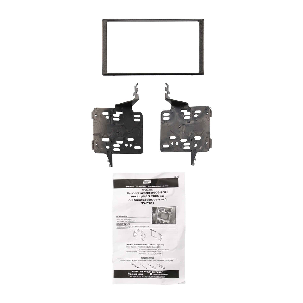 Metra 95-7321 Double DIN Installation Dash Kit - Compatible Fits for Hyundai/Kia - Accent 2006-2011/Rio 2006-2011/Sport 2005-2010