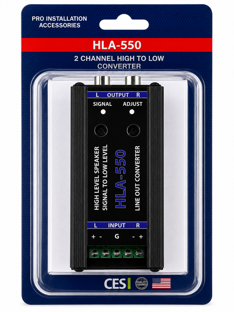 2 Absolute HLA550 2-Ch High-to-Low Line Output Converter Adjustable Speaker Level to RCA Converter