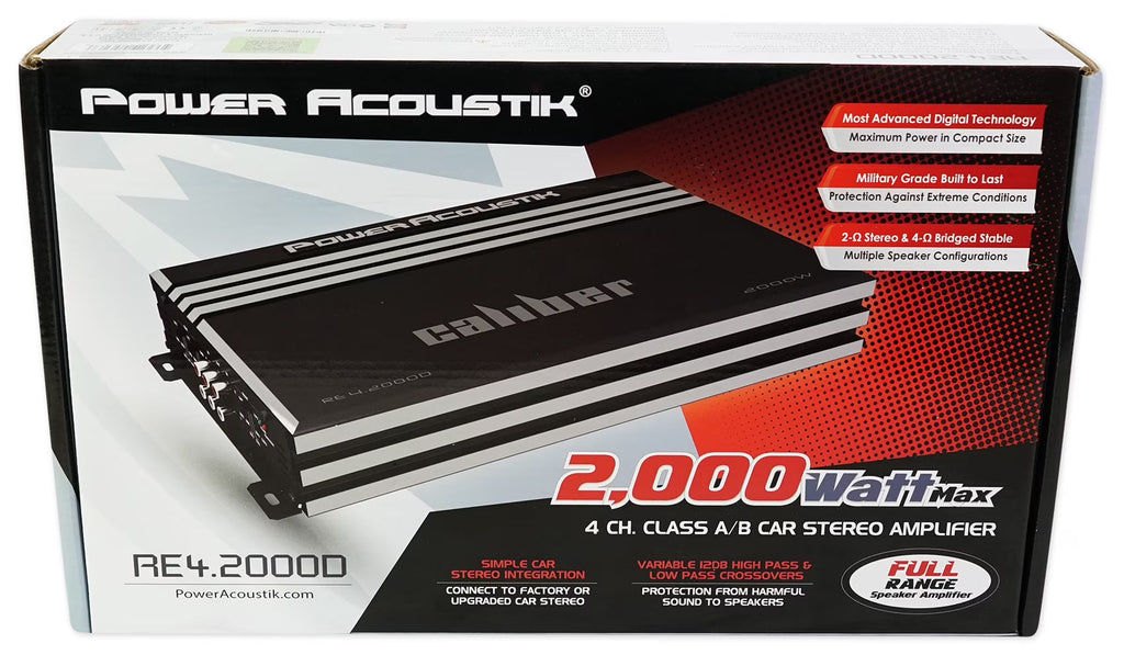Power Acoustik  RE4-2000D 4-Channel 2000W Power Class-A/B Full Range Car Amplifier
