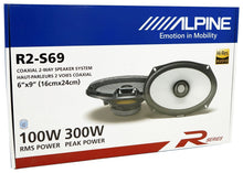 Load image into Gallery viewer, Alpine R2-S69 R-Series 6&quot;x9&quot; 600W 2-Way Car Coaxial Speakers &amp; KIT4 Installation AMP Kit