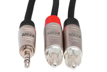 Charger l&#39;image dans la galerie, Hosa HMR-010Y Pro Stereo Breakout REAN 3.5 mm TRS to Dual RCA - 10 Feet