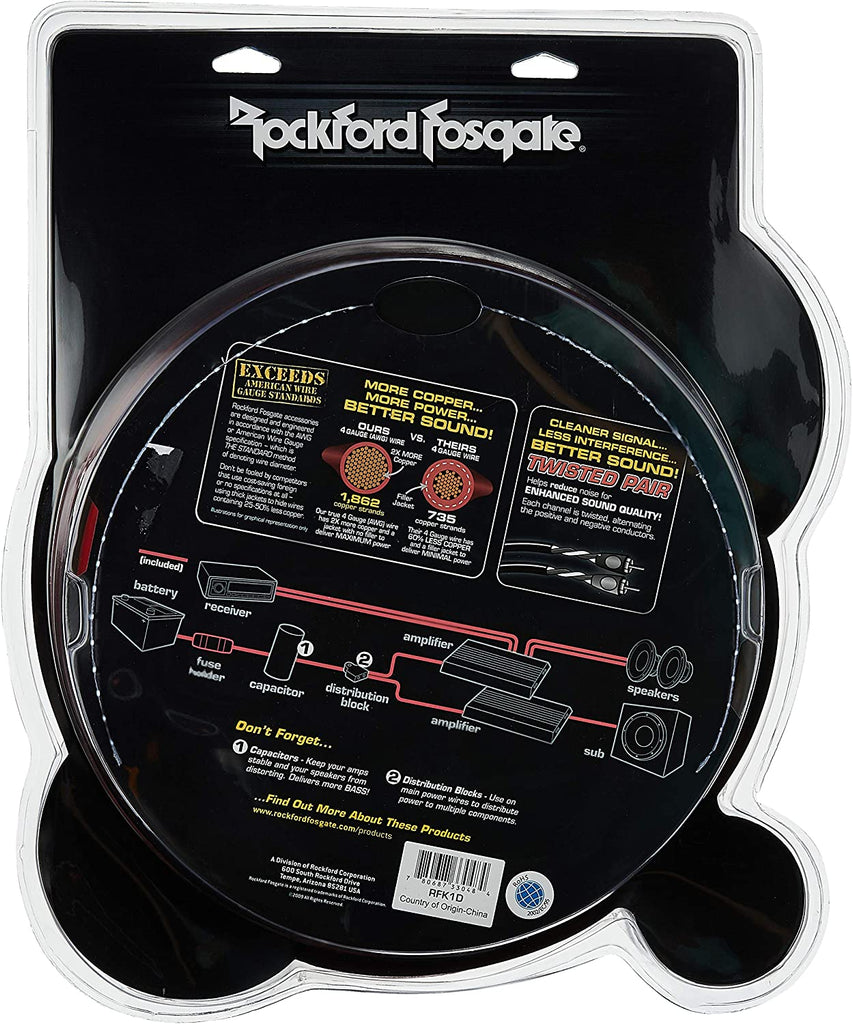 2 Rockford Fosgate RFK1D DUAL AMP 1/0 AWG Amplifier WIRING KIT True Gauge