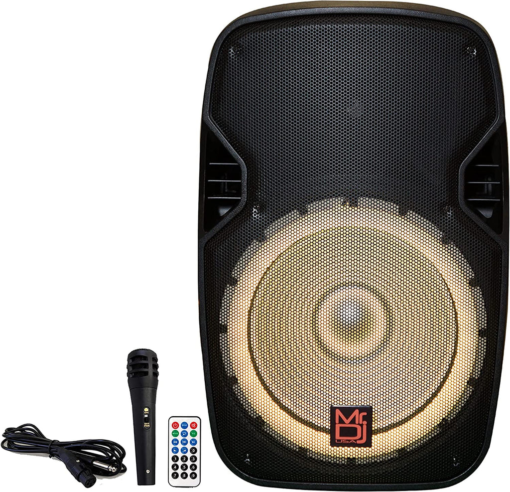 MR DJ PBX4200PKG 15" PA DJ 3000W Bluetooth Karaoke Speaker LED + Speaker Stand