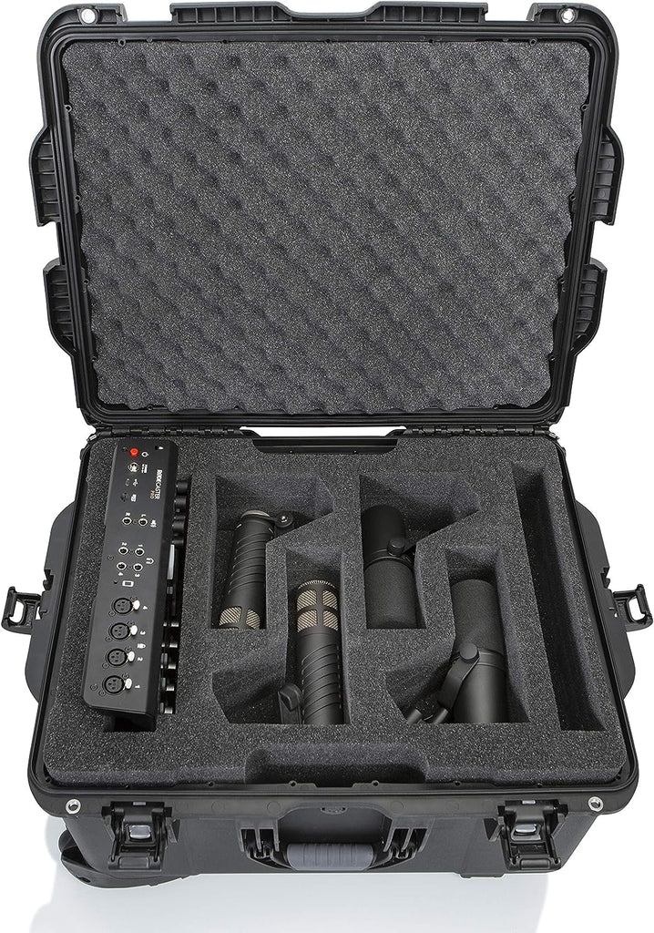 Gator Cases GL-RODECASTER2 Lightweight Case with Custom Cut Foam Interior for RODECASTER Pro Podcast Mixer and Two Microphones