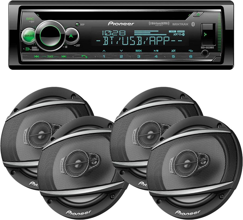 Pioneer DEH-S6220BS 1-DIN In-Dash CD/DM Bluetooth & 2 TS-A652F 6-1/2" Speakers