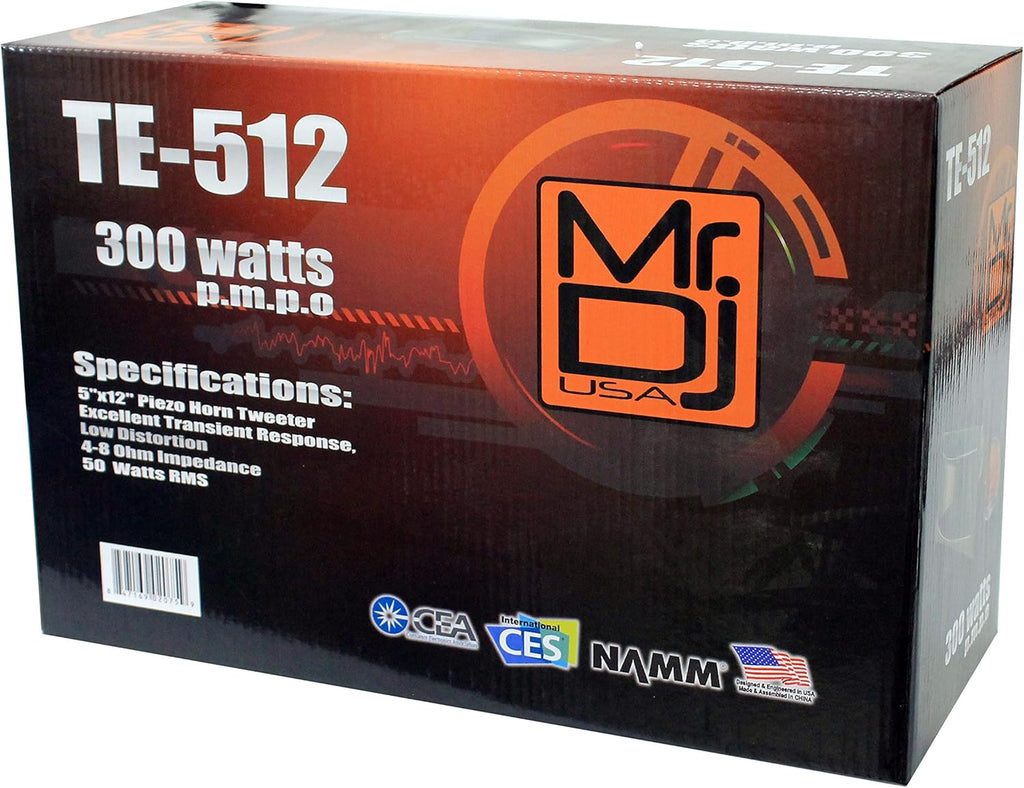 MR DJ TE-512<br/> 5"x12" 300 Watts Piezo Compression Horn Tweeters Driver for PA DJ Speakers