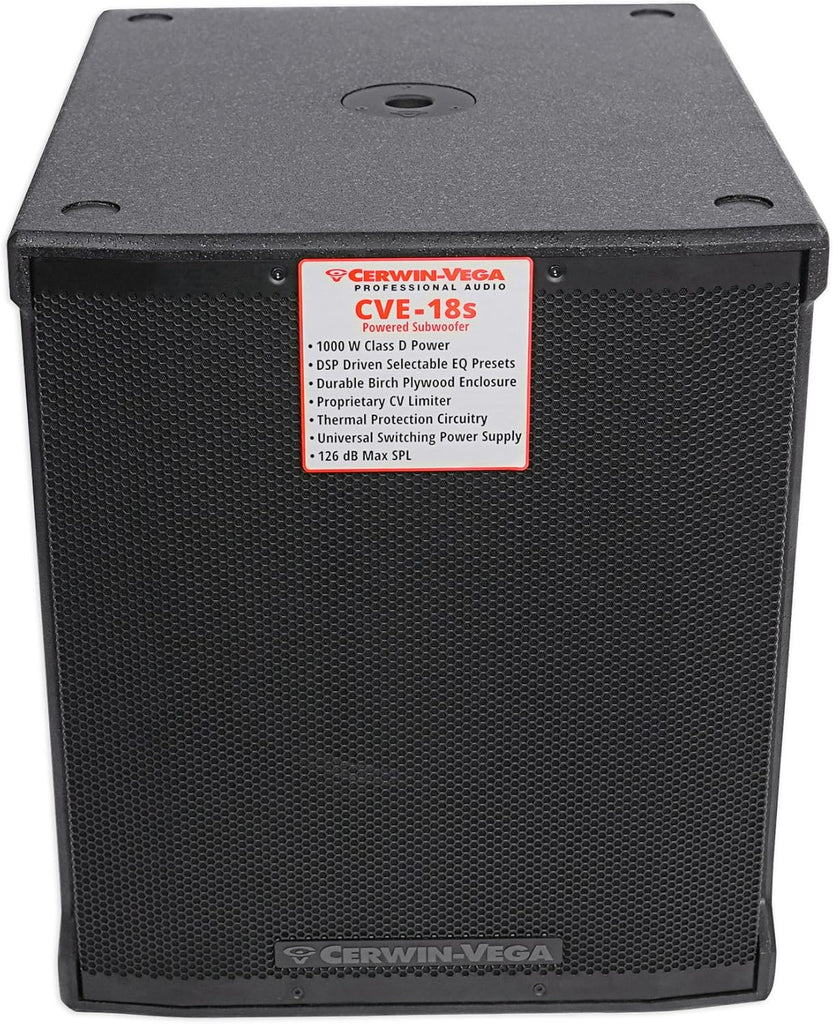 2 Cerwin Vega CVE-18S 18" 1000 Watts Powered Subwoofer