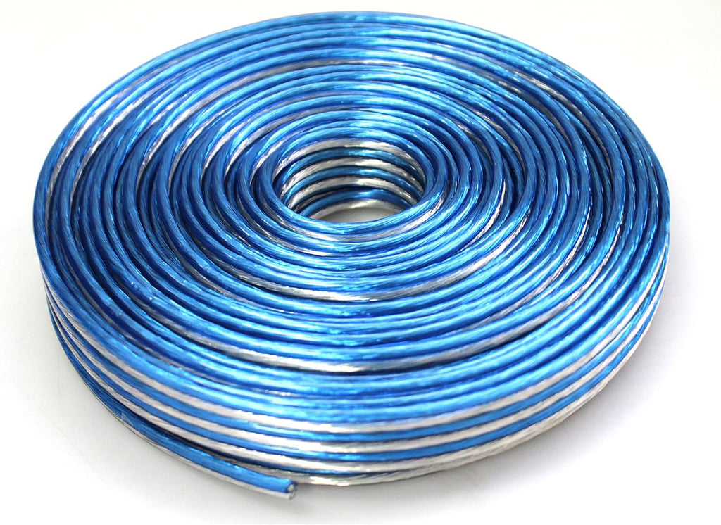 Absolute SWT18B50 18 Gauge Premium Speaker Wire 50ft Clear Blue/White