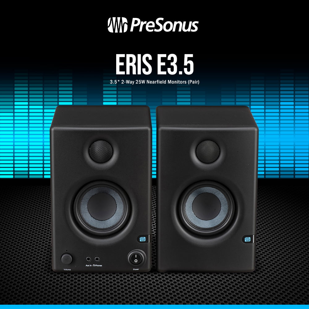 PreSonus Eris E3.5 3.5" Professional Multimedia Reference Monitors with Basic Accessory Bundle