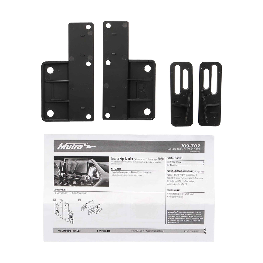 Metra 109-TO7 Radio Installation Kits - Compatible Fits for Toyota Highlander 2020-Up (Without factory 12.3 inch screen)
