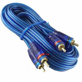 4 20' Raptor Neon Blue Series RCA Audio Cable