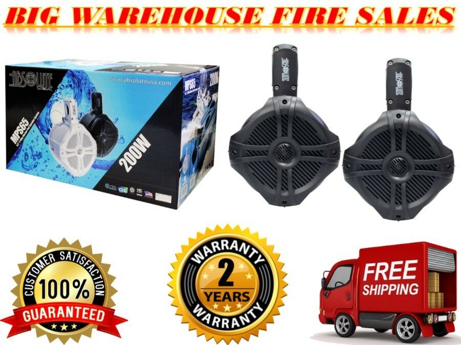 2 Absolute MPS65B Marine RV 6.5" 200W RMS Wake Tower POD Enclosure Speaker