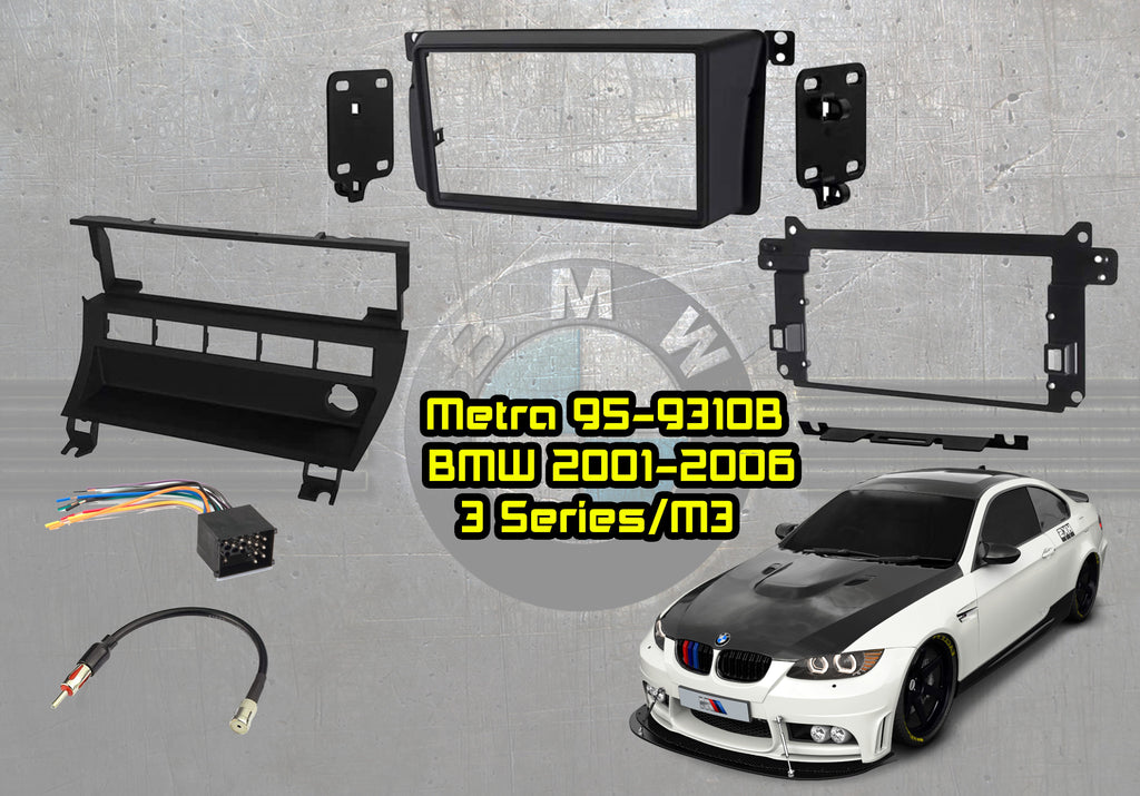 Metra 95-9310B BMW 99-06 3-Series with 5-Switch Panel Vehicle Double DIN Dash Installation Kit with Metra 70-8590 Wiring Harness and Metra 40-VW10 Antenna Adapter