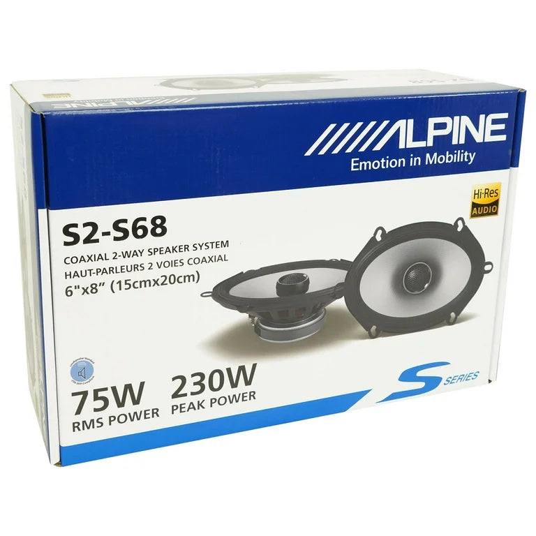 2 Alpine S2-S68 Car Speaker 460W 6x8" 5x7" Type-S 2-Way Coaxial Car Speakers