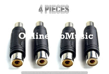 Load image into Gallery viewer, 4 Pack Black Female to Female Gold RCA cable cord Coupler Joiner Barrel Connectors