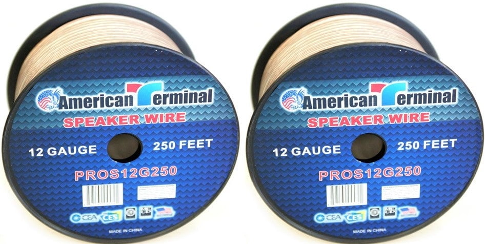 2 American Terminal PROS12G250 12 Gauge Speaker Wire<br/> 250' 12 Gauge PRO PA DJ Car Home Marine Audio Speaker Wire Cable Spool