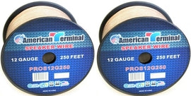 2 American Terminal PROS12G250 12 Gauge Speaker Wire<br/> 250' 12 Gauge PRO PA DJ Car Home Marine Audio Speaker Wire Cable Spool