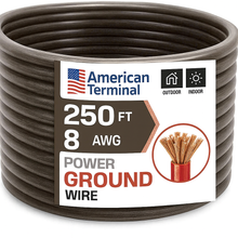 Load image into Gallery viewer, American Terminal ATP8G250BK 8GA 250' Black Power Ground Wire Car Audio Amplifier Marine Cable