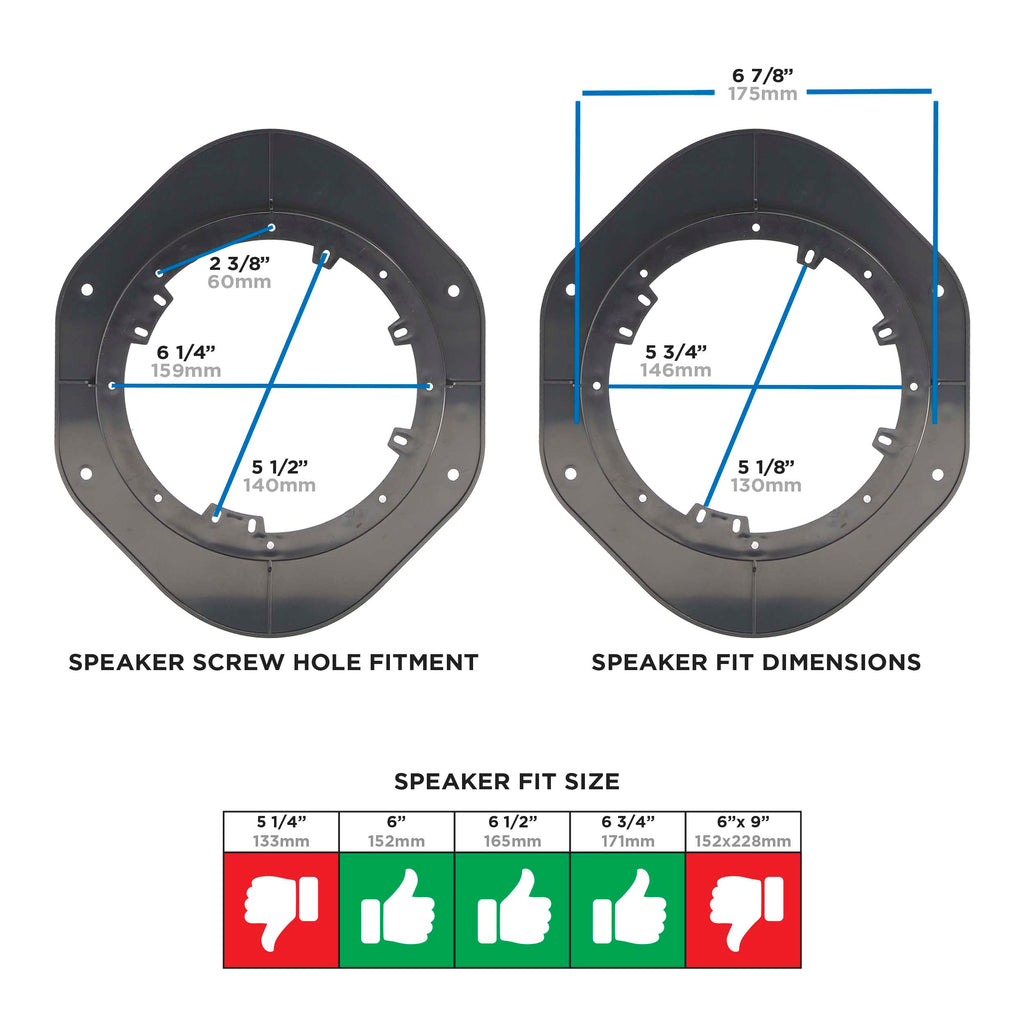 Metra 82-5607 Front Speaker Plate 6.5 Inch Compatible Fits for F-150 15-Up - Pair