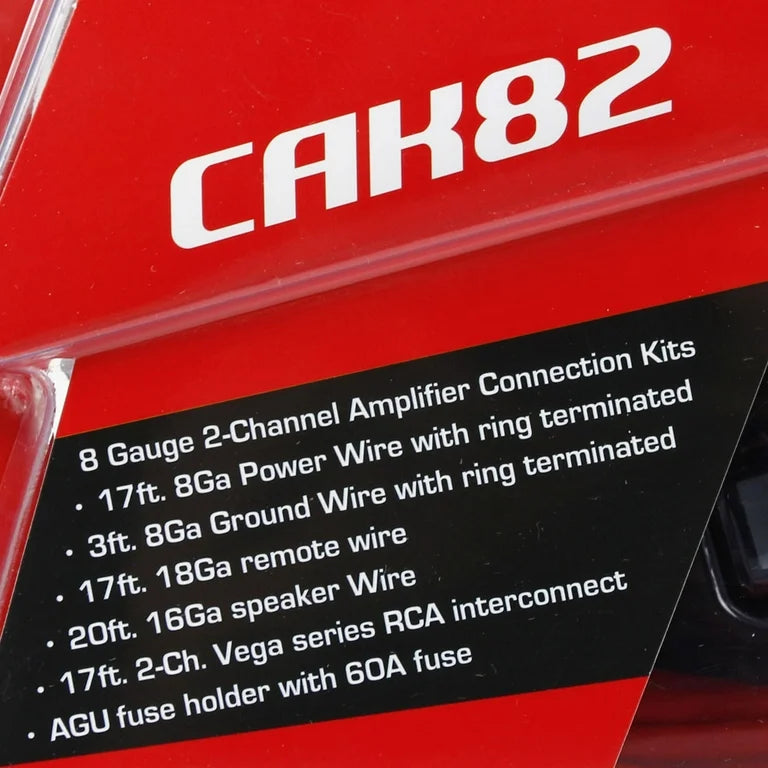 Cerwin Vega CAK82 8 Gauge 2 Channel Amplifier Kit OFC 100% Oxygen-Free Copper