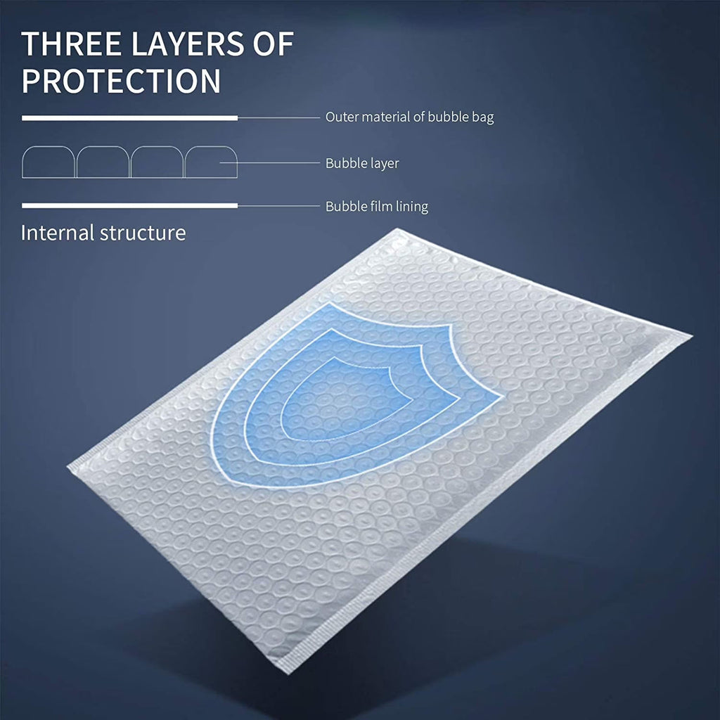 BM Paper 250-Pack #000 4" x 7" White Bubble-Lined Poly Mailers Self-Sealing Padded Shipping Envelopes