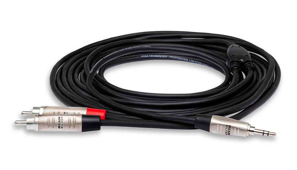 Hosa HMR-006Y, REAN 3.5mm TRS to Dual RCA Pro Stereo Breakout Cable - 6 Feet