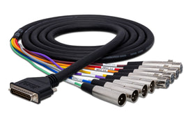 Hosa AES-803T AES/EBU Snake, DB25 to 4 x XLR3M and 4 x XLR3F, 3 m