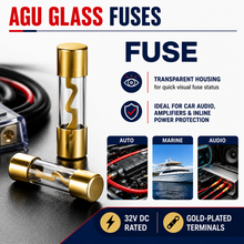 Charger l'image dans la galerie, AT AGU-80-10 10 AGU 80 Amp Standard Gold Glass Fuses Tube Car Auto Audio Amplifier Home Marine