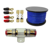 Absolute Inline AGU Fuse Holder + RT4 Ring Terminal + AGU100 Fuses + 4 Gauge Blue Power Cable