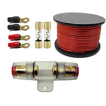 Charger l&#39;image dans la galerie, American Terminal 100 Amp Inline AGU Fuse Holder Fits 4 8 10 Gauge Wire with  RT4 4-Gauge Ring Terminal and AGU100 AGC Gold Standard Glass Fuses 100 Amp 12 Volts + 4 Gauge Power 20 Feet RED