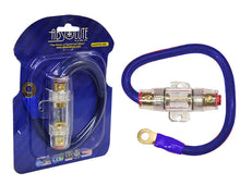 Charger l&#39;image dans la galerie, Absolute AGHPKG4BL 4 Gauge Blue Power Cable and In-Line Fuse Kit with 60A Fuse and Ring Terminal