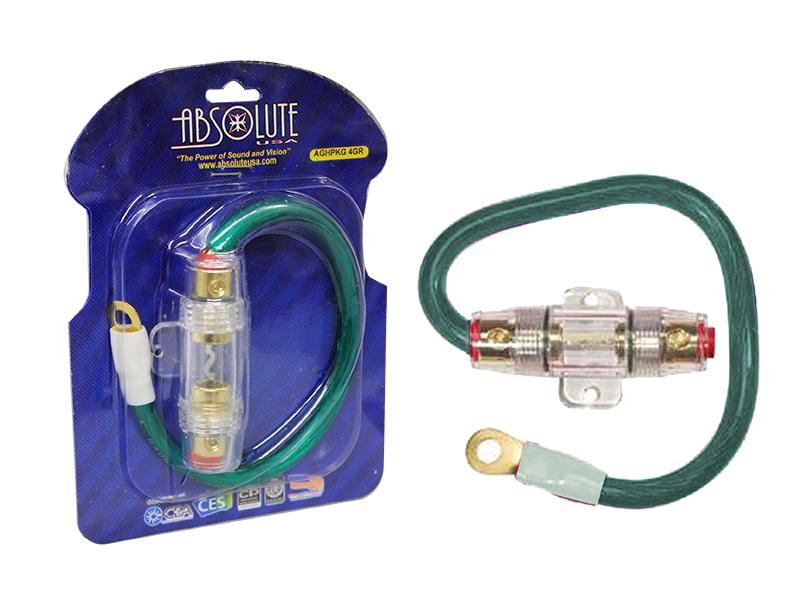 Absolute AGHPKG4GR 4 Gauge Power Cable and In-Line Fuse Kit (Green)