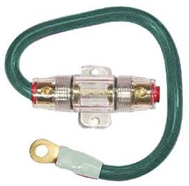 Absolute AGHPKG4GR 4 Gauge Green Power Cable and In-Line Fuse Kit with 60A Fuse and Ring Terminal