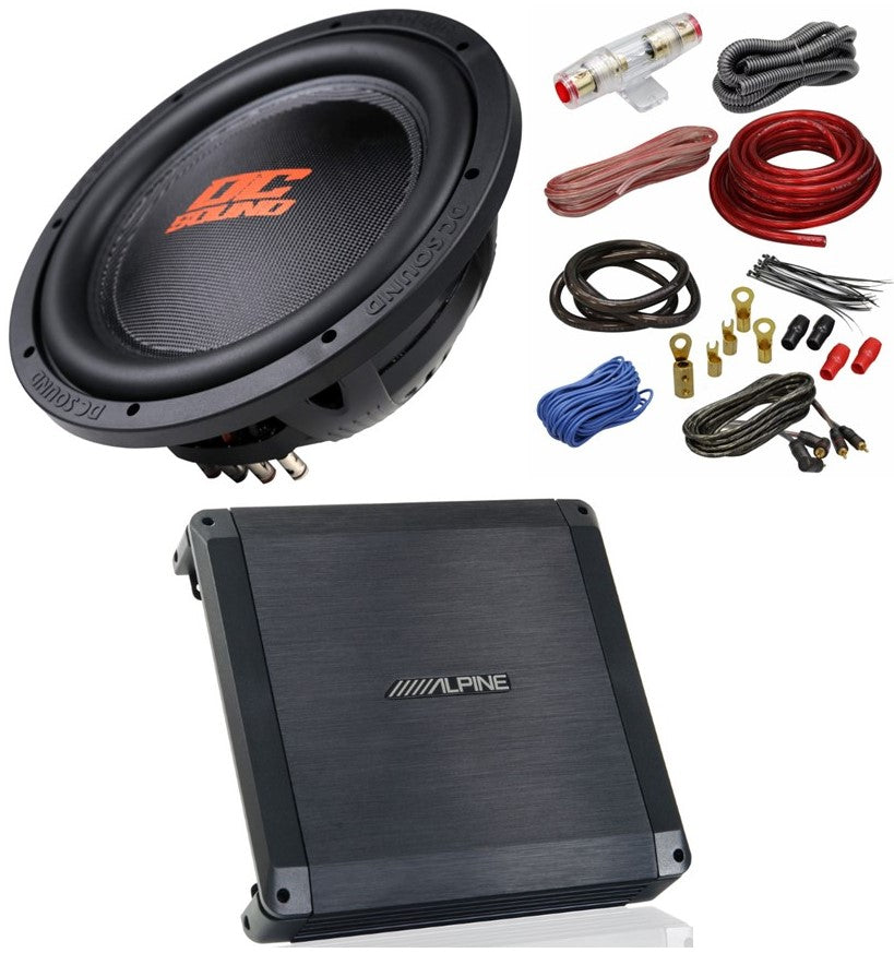 Alpine BBX-T600 600W 2 Ch Amplifier & DSW2500 12" Subwoofer & 4G Amp Kit