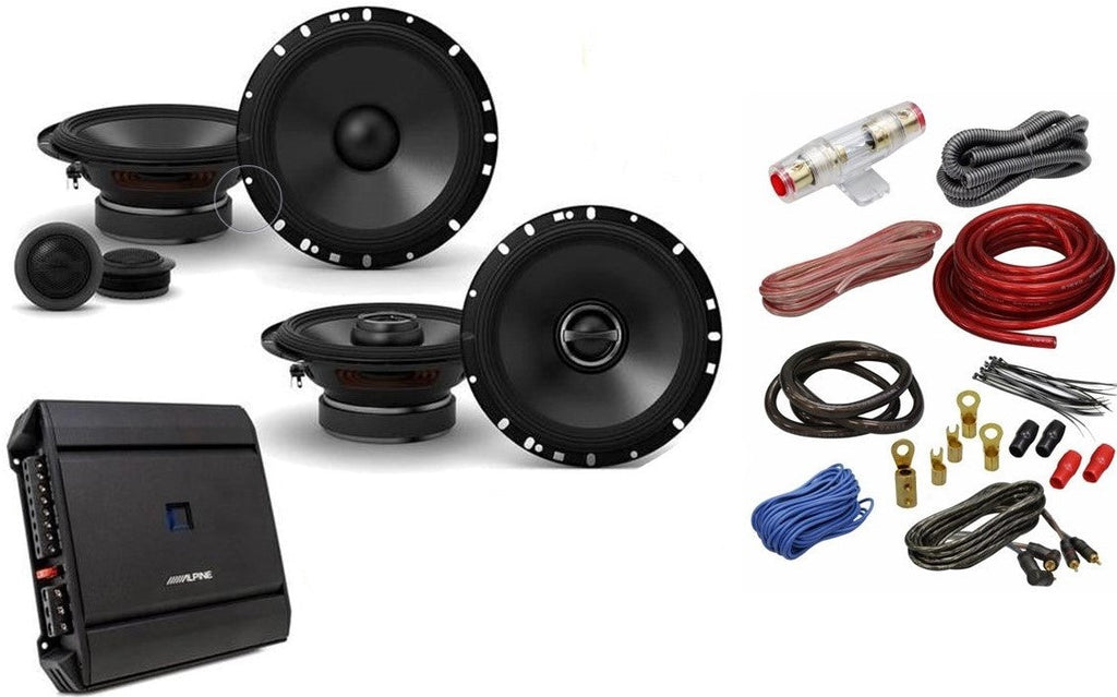 Alpine 6.5" S2-S65C Component Set S2-S65 Coaxials with S2-A36F Amplifier & KIT4