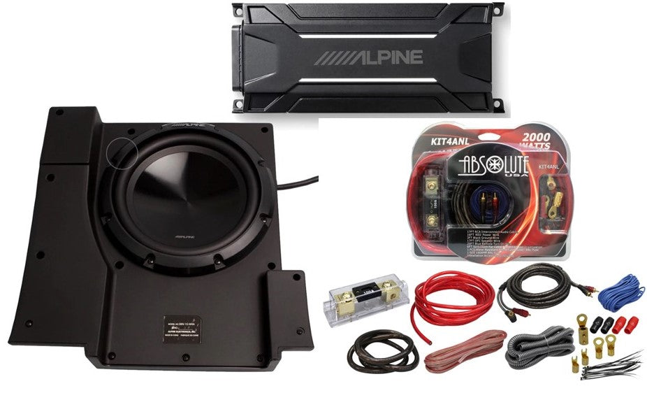 Alpine SBV-10-WRA KTA-30MW KIT4ANL Alpine SBV-10-WRA 10-Inch Subwoofer for 2007-2018 Jeep Wrangler with KTA-30MW Amplifier, wire kit