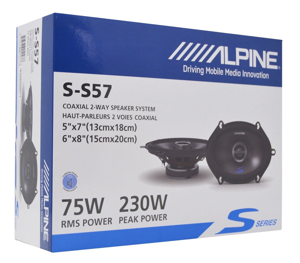 Alpine S-S57 5x7" Front Factory Speaker Replacement Kit For 1993-95 Lincoln Mark VIII + Metra 72-5512 Speaker Harness