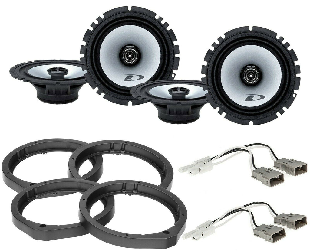 2 Alpine SXE-1726S 6.5" Speaker, Speaker Adapter, Harness Fit Honda Acura Vehicles