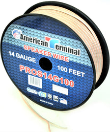 American Terminal PROS14100 14 Gauge Speaker Wire 100' 14 Gauge PRO PA DJ Car Home Marine Audio Speaker Wire Cable Spool