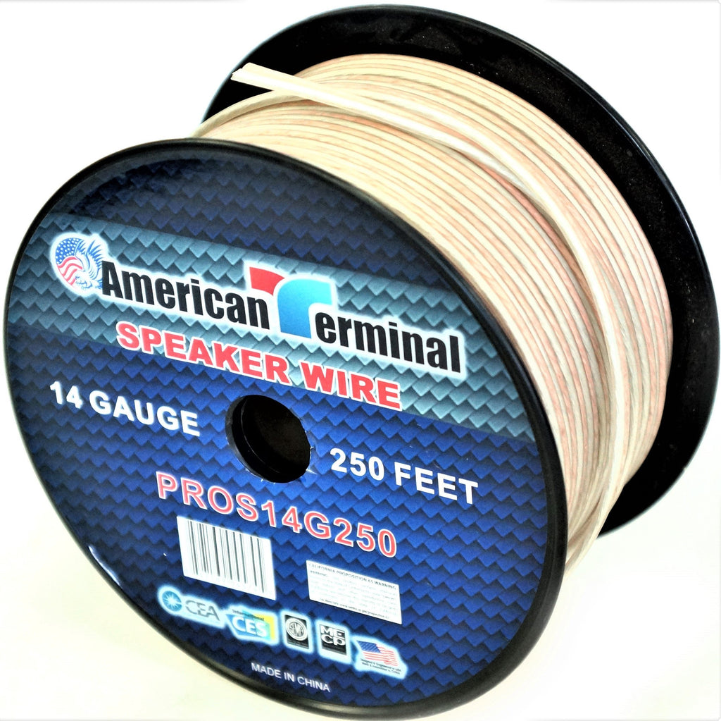 2 American Terminal PROS14250 14 Gauge Speaker Wire<br/> 250' 14 Gauge PRO PA DJ Car Home Marine Audio Speaker Wire Cable Spool